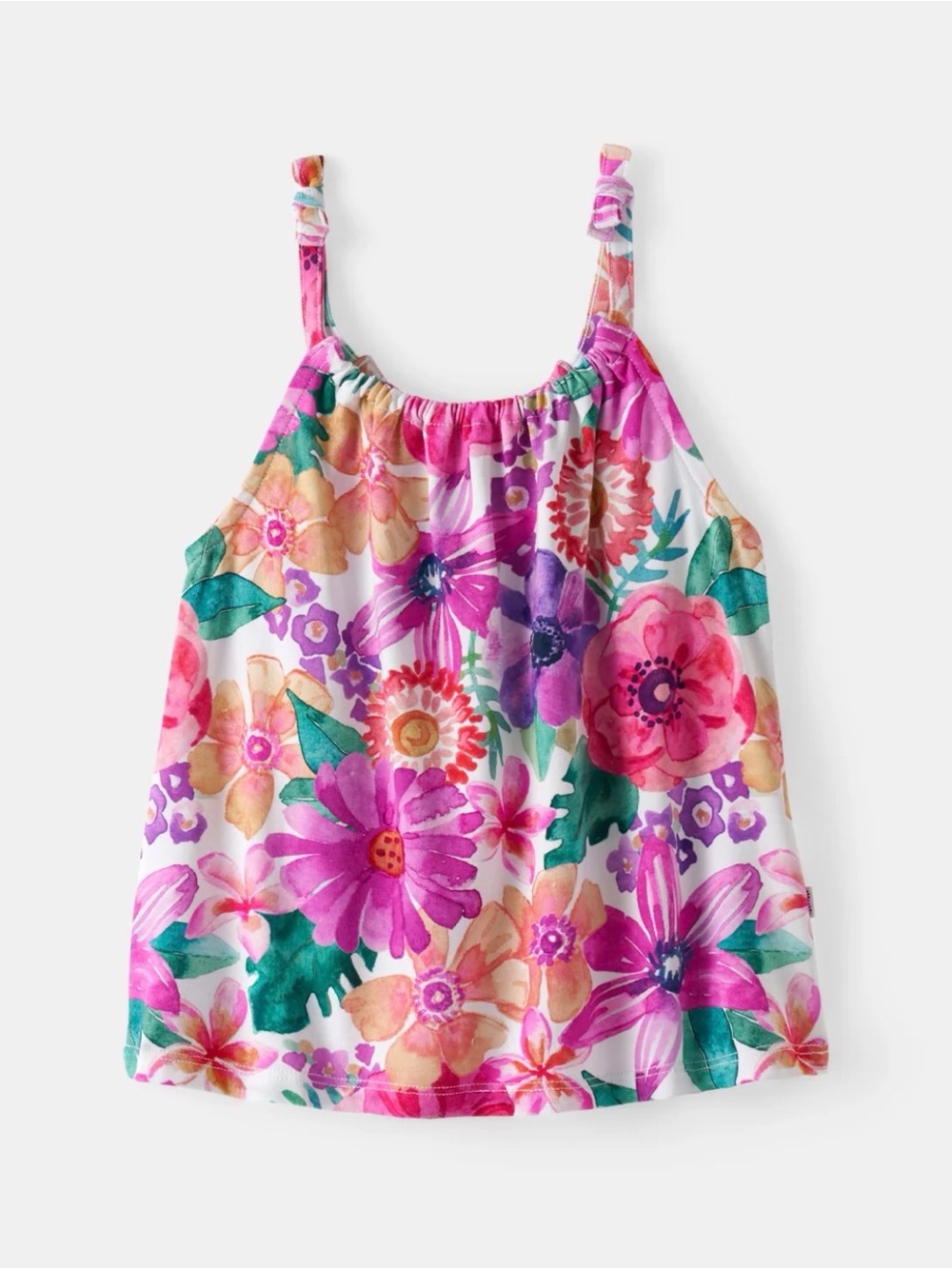 Little Sleepies SIZE 5 ❀ Hibiscus Blooms Bow Strap tank, floral bamboo top